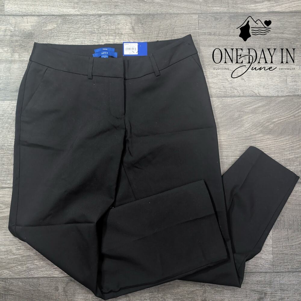 Apt. 9 Torie Curvy Straight Dress Pants Short Black Mid Rise NWT Size 4P Short